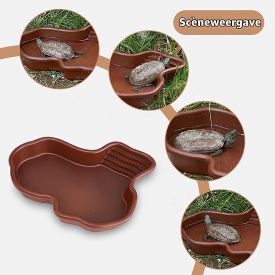 Schildpadwaterschaal, grote reptielenwaterschaal, reptielbadje, antislip, schildpadvoerbak, reptielenbak met helling, dierenbekken voor schildpadden, hagedissen, gekko — afbeelding 4