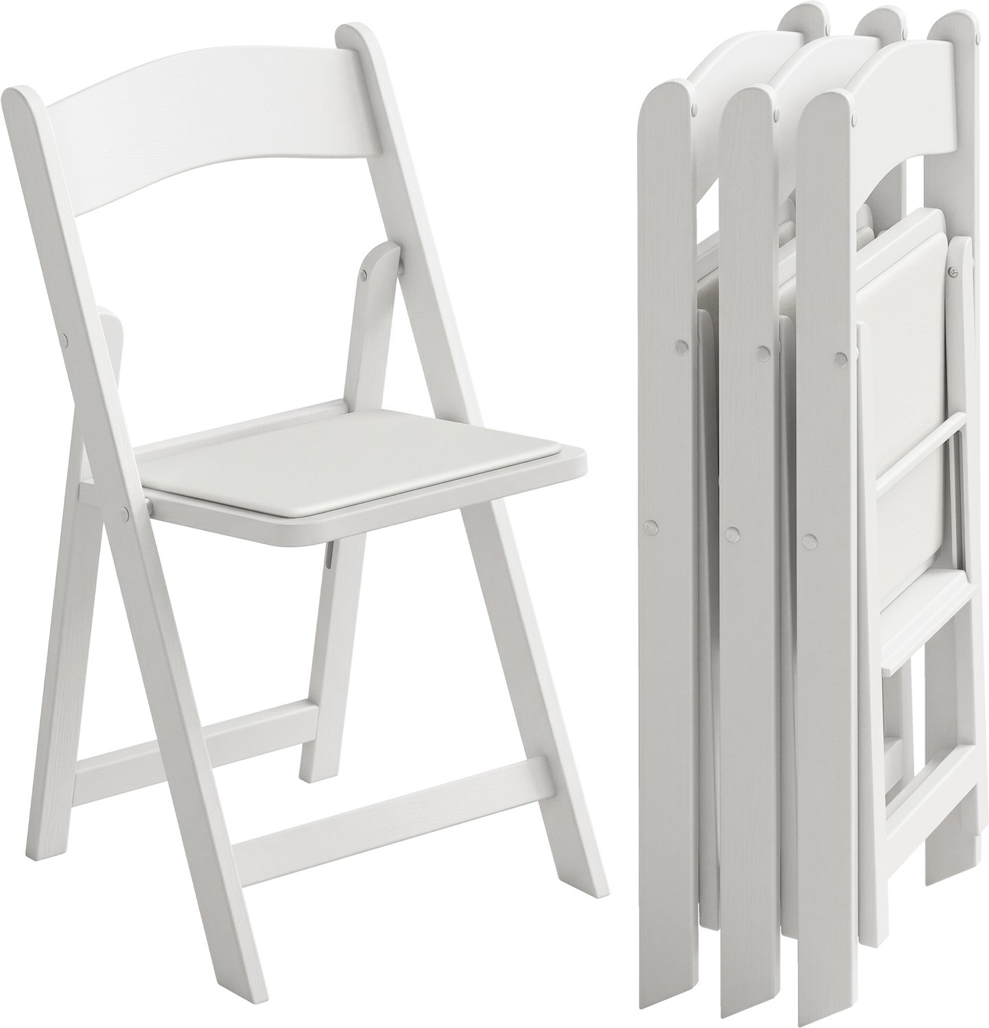 Lunpog Opvouwbare Tuinstoel met Houten Frame, Set van 4, Moderne Stoel voor Keuken, Kantoor, Feestjes, Keukenstoel wit