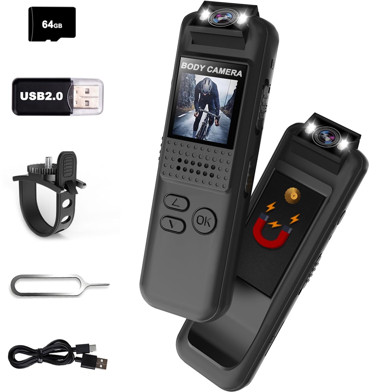 Mini Bodycamera met 1080P FHD en 64GB Geheugenkaart
