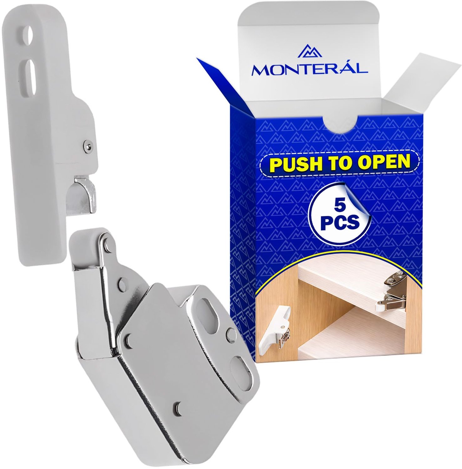 5 Deurbuffers met Push to Open Sluiting - Inclusief Schroeven