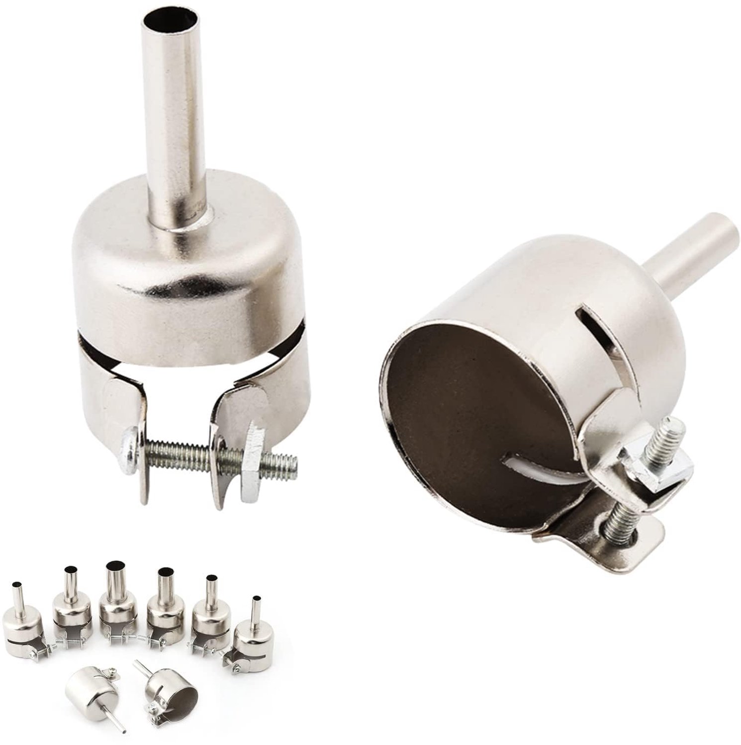 8 Stks/set Heat Gun Warmtepistool Mondstuk, Heteluchtpistool Mondstuk Ronde Nozzles Kits RVS Nozzles voor Hot Air Soldeerstation Reparatie Gereedschap Accessoires