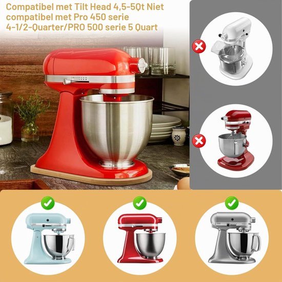 Bamboe glijplank compatibel met Artisan 4,5-5 Qt (4,3 l - 4,8 l), verschuifbare onderlegger voor keukenmachine, roermachine, glijplank voor keukenmachine, licht glijdende — afbeelding 5