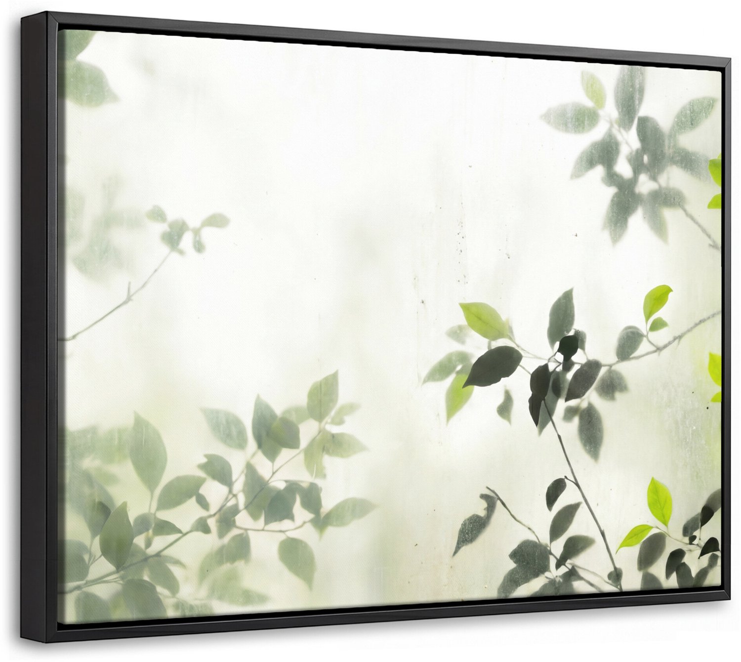 Canvas Schilderij met Baklijst - Blad - Schaduw - Natuur - Abstract - Groen
