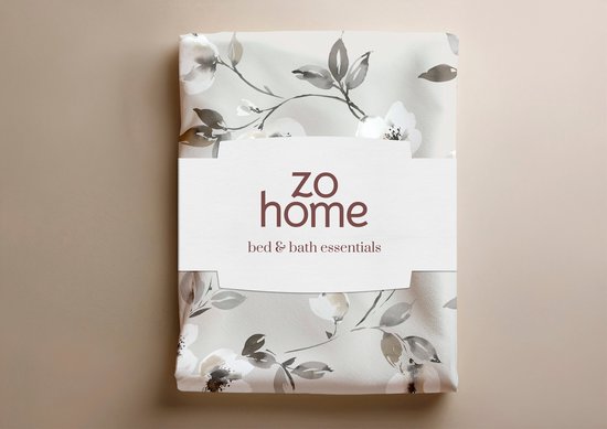 Zohome Ines Dekbedovertrek - Grijs - Tweepersoons - Dekbedhoes van 100% Katoen-Flanel - Bloemen - 200x220 + 2 slopen 60/70 cm - AW25 van Merkloos — afbeelding 2