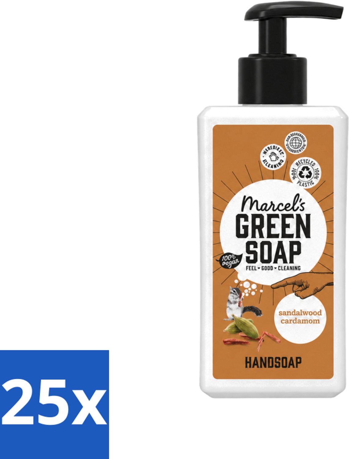 25 x Marcel’s Green Soap – Handzeep – Sandelhout & Kardemom – 250 ml - Voordeelverpakking - 25 stuks