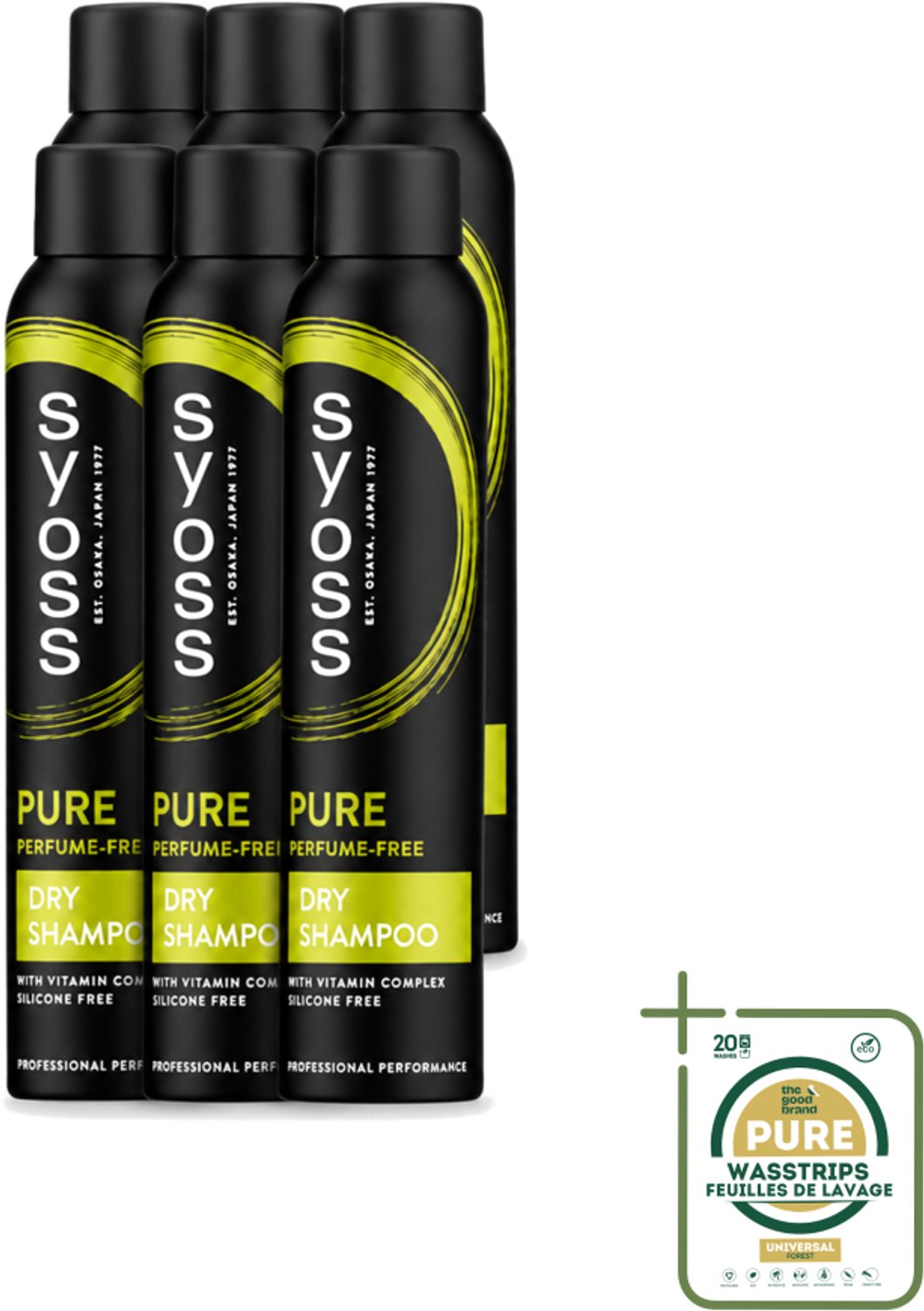 6 x SYOSS - Pure - Perfume Free - Droogshampoo - Shampoo - Langdurige Styling - 200ml - Wasstrips - Droogshampoo - Fris Haar - Haargevoel - Haarverzorging - Salonkwaliteit
