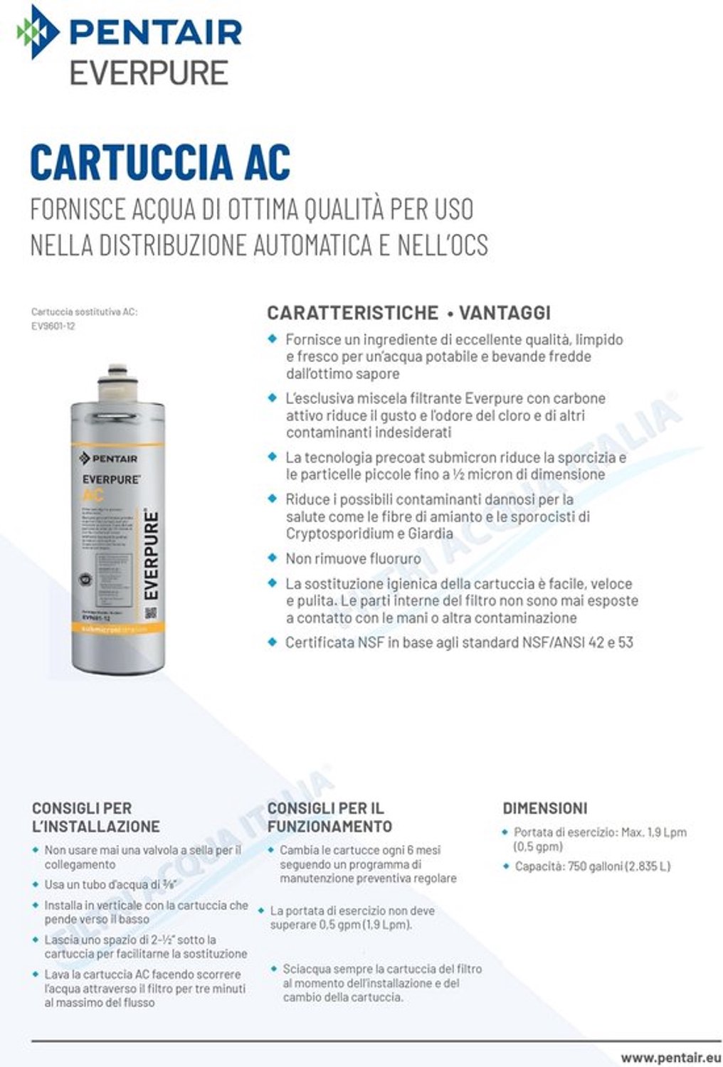 EV960112 waterfilterpatroon met actieve kool