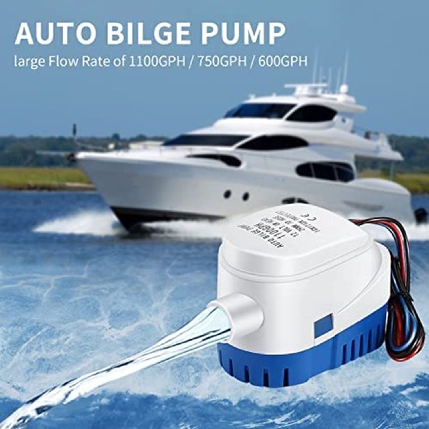 Automatische bilgepomp, 1100 GPH Automatische Ponton Pomp voor Boot Elektrische Dompelpomp 12V DC Klein