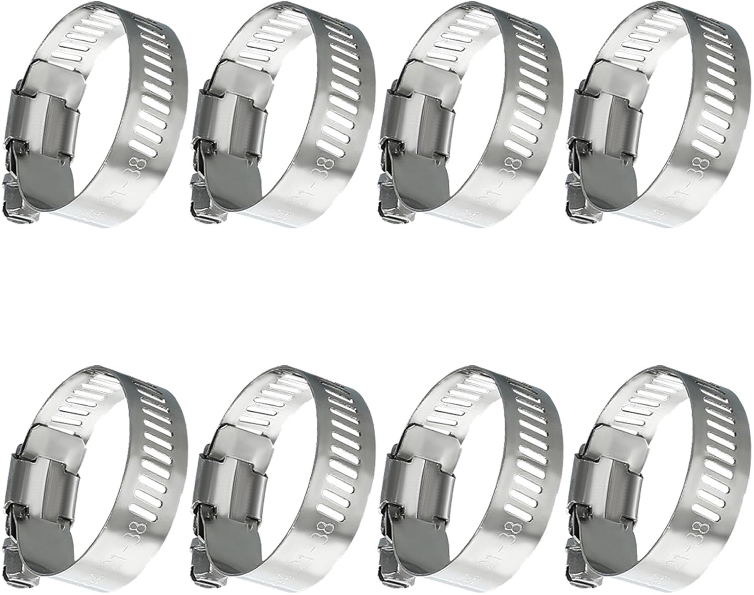 Set van 8 Roestvrijstalen Buisklemmen 21-38 mm - Instelbare Klemmen voor Slangen en Buizen