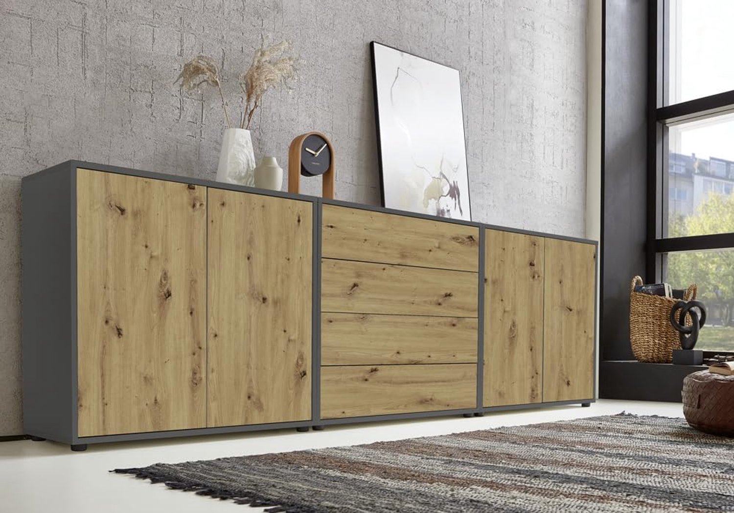 Sideboard Set 5 met Ladekast en Schoenenkasten in Antraciet