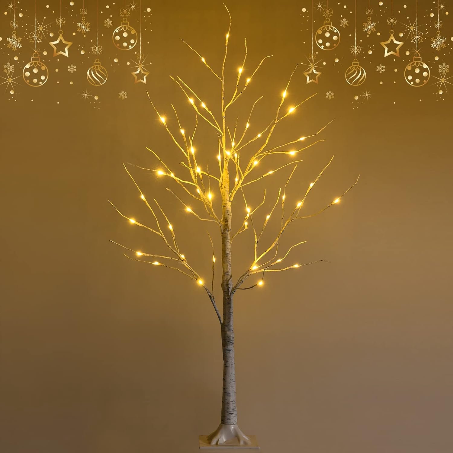 KOMFOTTEU 120 cm led-boom voor binnen - lichtboom voor Kerstmis - met 48 warmwitte ledverlichting - kunstkerstboom kerstdecoratie voor thuis, feest en verjaardag