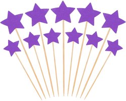 PATIKIL Little Star Cupcake Toppers, 50 Pcs Star Cupcake Picks Birthday Cake Decorations for Wedding Engagement Bridal Shower Party Supplies, Purple
