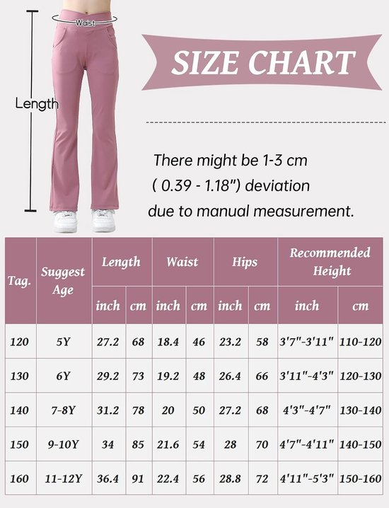 Flared Joggingbroeken voor Meisjes, Bootcut Sportbroeken met V-Lijn Taille en 2 Zakken, Lange Yoga Trousers EU 116-158 — afbeelding 5