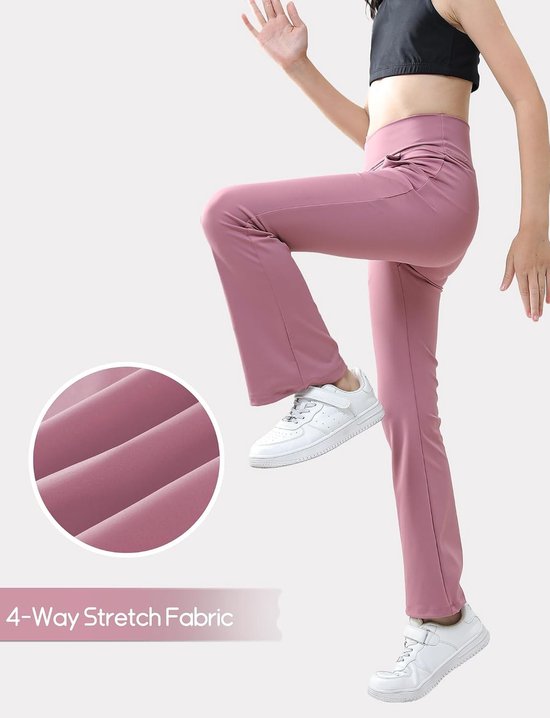 Flared Joggingbroeken voor Meisjes, Bootcut Sportbroeken met V-Lijn Taille en 2 Zakken, Lange Yoga Trousers EU 116-158 — afbeelding 3