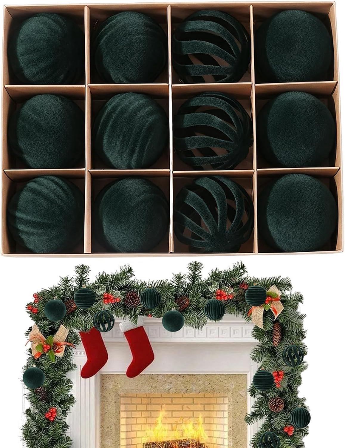 Kerstbal Onbreekbaar Flocked Vakantie Hanger