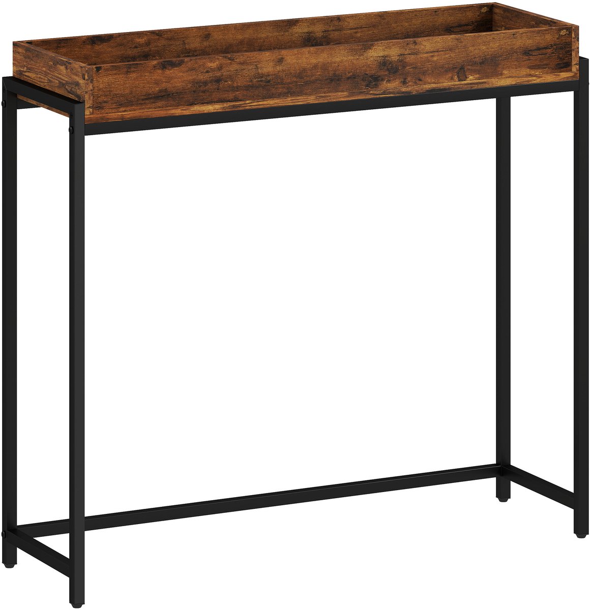 Homona Sidetable - Met opstaande rand - Met verstelbare voetjes en kantelbeveiliging - 100 x 30 x 91 cm - Rustiek bruin en zwart