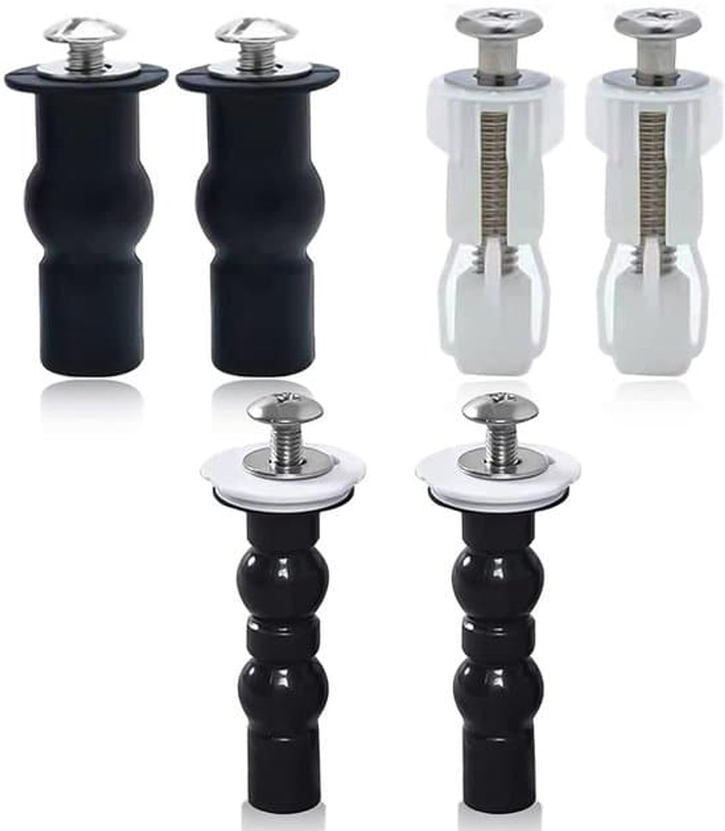 Bevestigingsschroeven voor toiletbril, universele bouten voor toiletbril, 3 paar ophangbeugels voor toiletbril, expansieschroeven voor toiletring