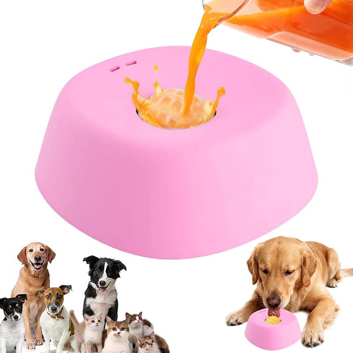 Dog Slow Feeder - Dog Licking Bowl - Dog Licking Toy - Geschikt Voor Grote En Middelgrote Kleine Honden - Geschikt Voor Vloeistofvoeding - Roze