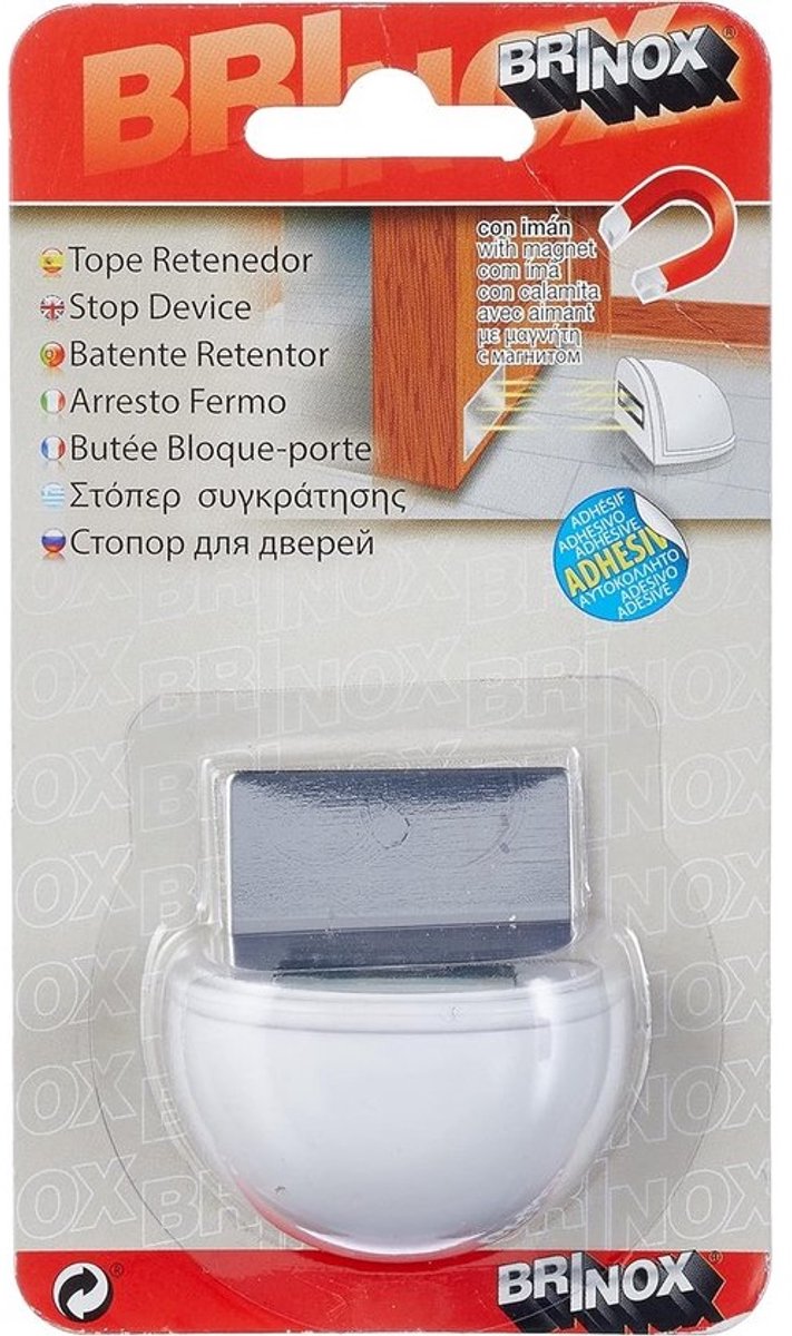 Deurstopper met magneet - Voor vloer en muur - Wit