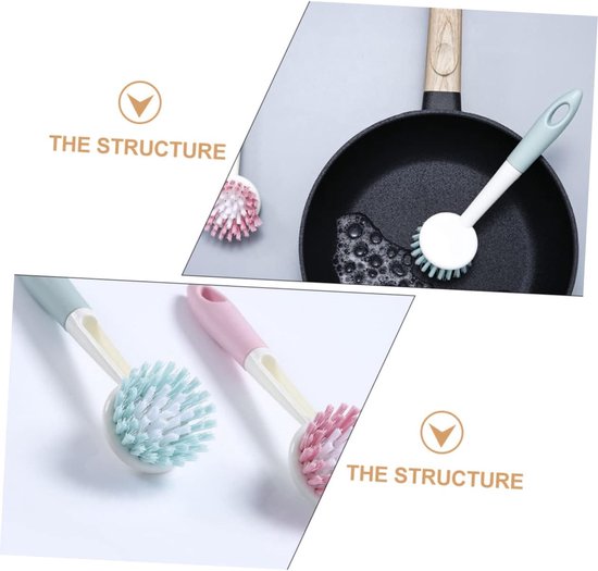 3 Sets Zware Afwasborstels Multifunctionele Borstels Voor Pannen En Gootstenen Eenvoudig Te Gebruiken 2 Stuks*3 — afbeelding 2