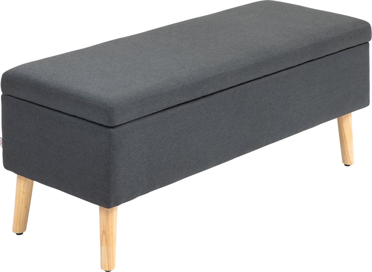Homona Zitbank met opbergruimte - Gestoffeerd - 110 x 39 x 45 cm - Donkergrijs
