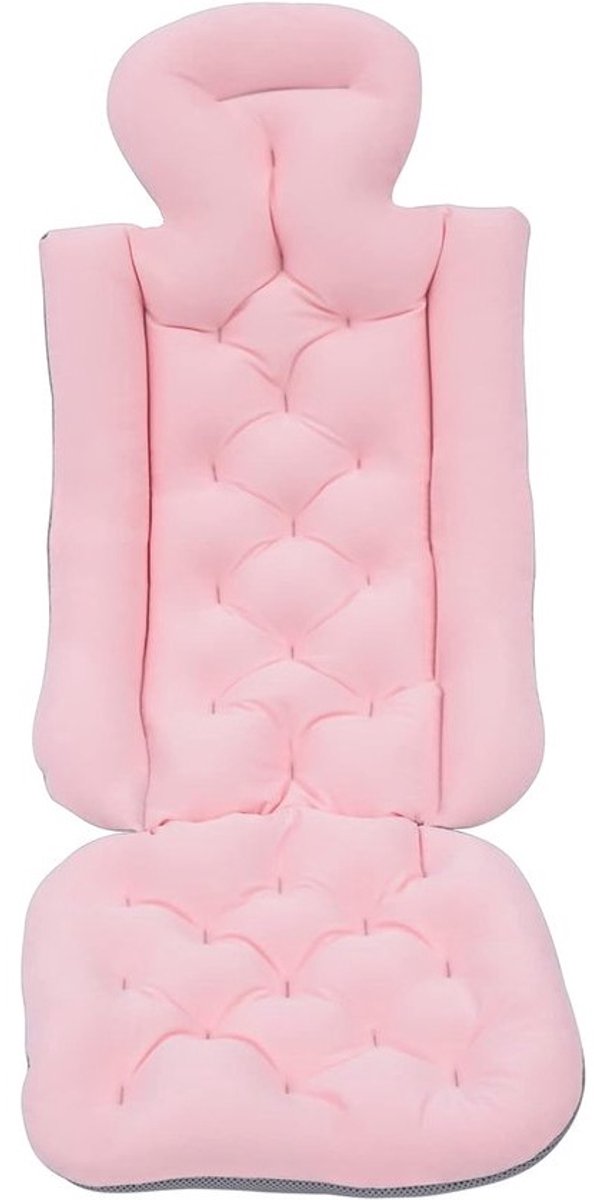 Badkussen voor het hele lichaam - Badmat met kussen - Ontspannen in bad - 10 antislipzuignappen - 78 x 35 cm - Roze