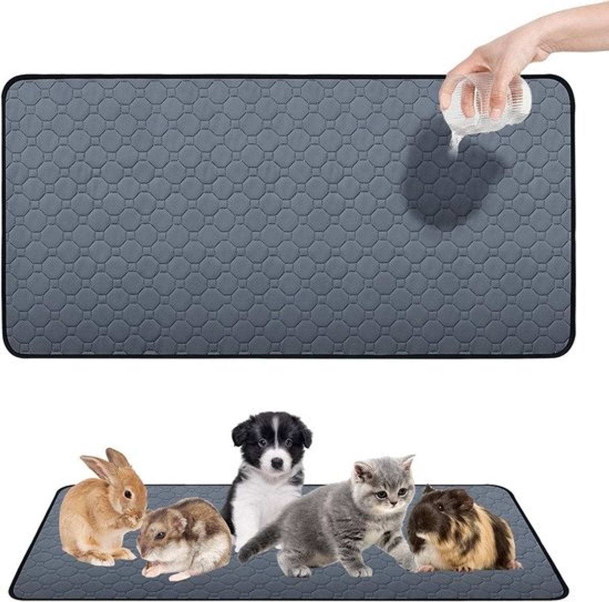 Trainingsmat voor huisdieren - 2XS - 30*30 cm - Wasbaar - Herbruikbaar in alle seizoenen - Direct absorberend - Antislip - Sneldrogend - Geschikt voor konijnen, hamsters, puppy's en kleine dieren - Urineabsorberende mat - Antislipmat