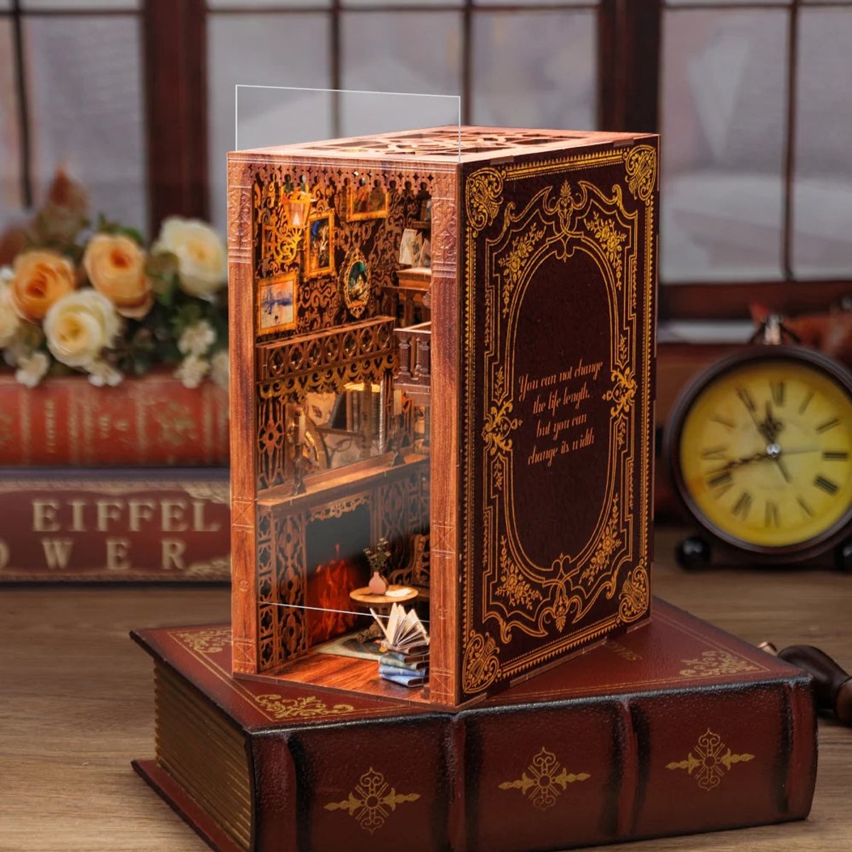 CuteBee Book Nook - Modelbouw - Houten 3D Puzzel - DIY Bouwpakket Volwassenen en Volwassenen - Boekensteun - Boekenhouder - Eternal Bookstore — afbeelding 11