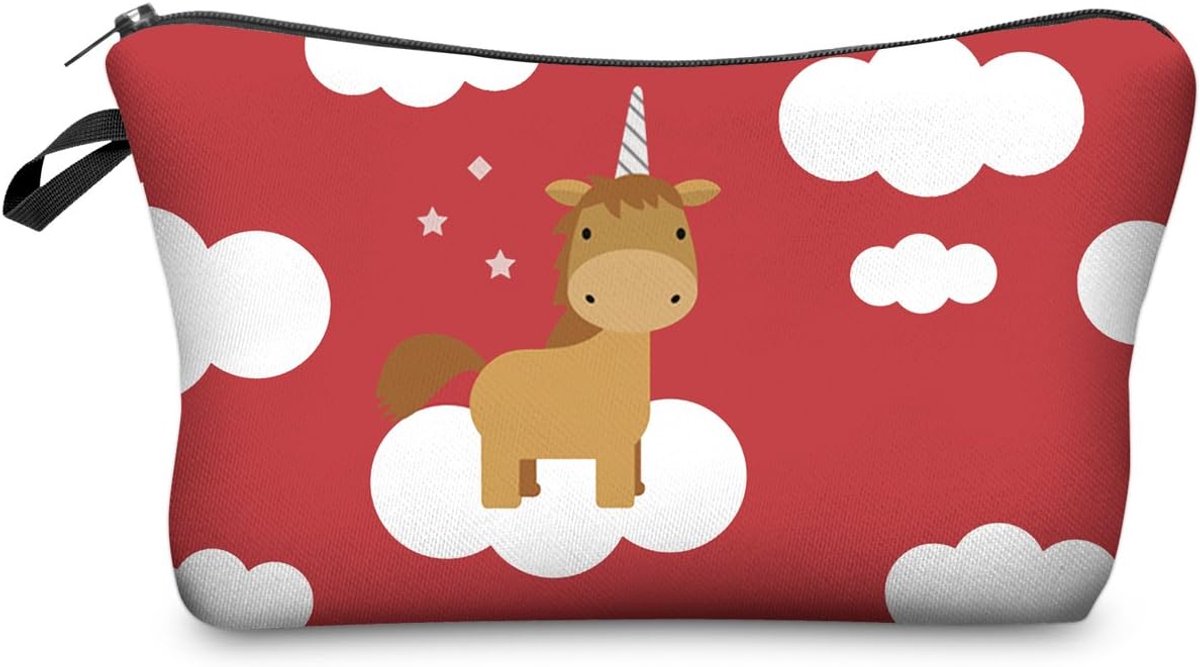 PREMYO Women Makeup Bag School Bag Girls Youth School School School Bag Makeup Bag, Unicorn & Clouds - ShopVlot