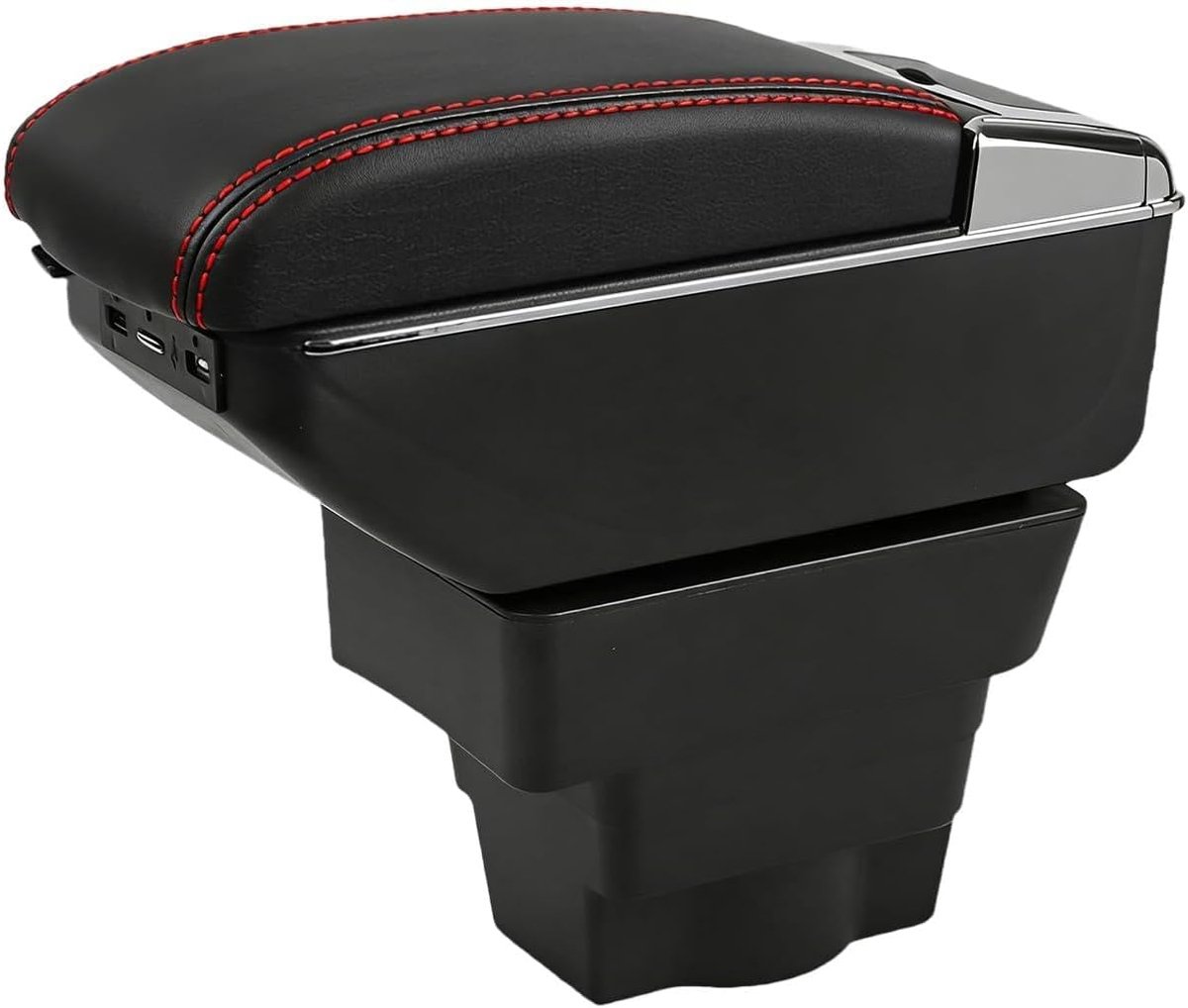 Armrest Box Compatible with Opel/Vauxhall Astra J 2009-2015 Center Armrest with 7 USB Double Layer Storage Box Black - ShopVlot
