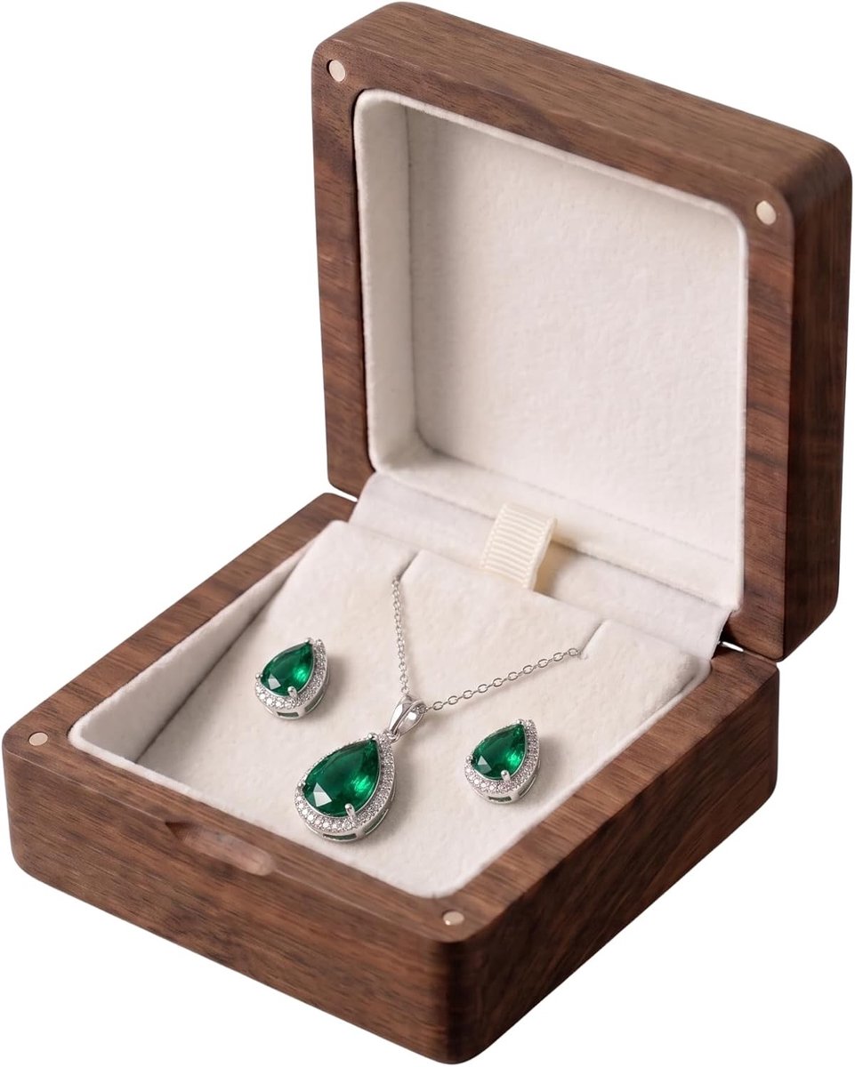 Houten kettingdoos van echt walnotenhout voor sieraden en accessoires, stijlvol en duurzaam