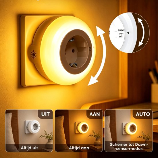 Namajunas -Nachtlampje - nachtlampje voor in het stopcontact - nachtlampje voor kinderen - nachtlampje voor volwassenen - oogvriendelijk licht, drie kleuren instelbaar — geschikt voor gangen, trappenhuizen, kinderkamers, slaapkamers 2-pack van Namajunas — afbeelding 2