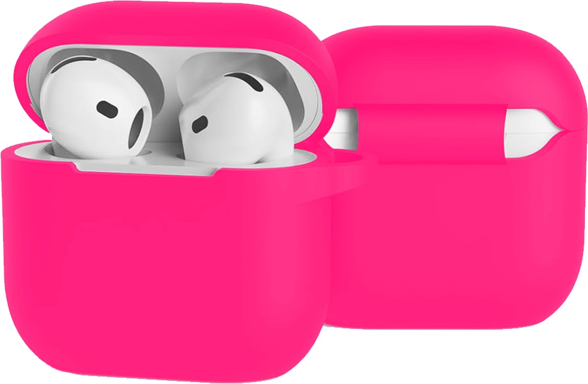 Case - Geschikt voor Apple AirPods 5 - Siliconen Hoes met Clip - Silicone Hoesje Cover - Roze