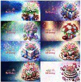 Nolad - Diamond painting kaarten - Set 8 stuks Inc Enveloppen - Diamond painting volwassenen & kinderen - Verjaardagg