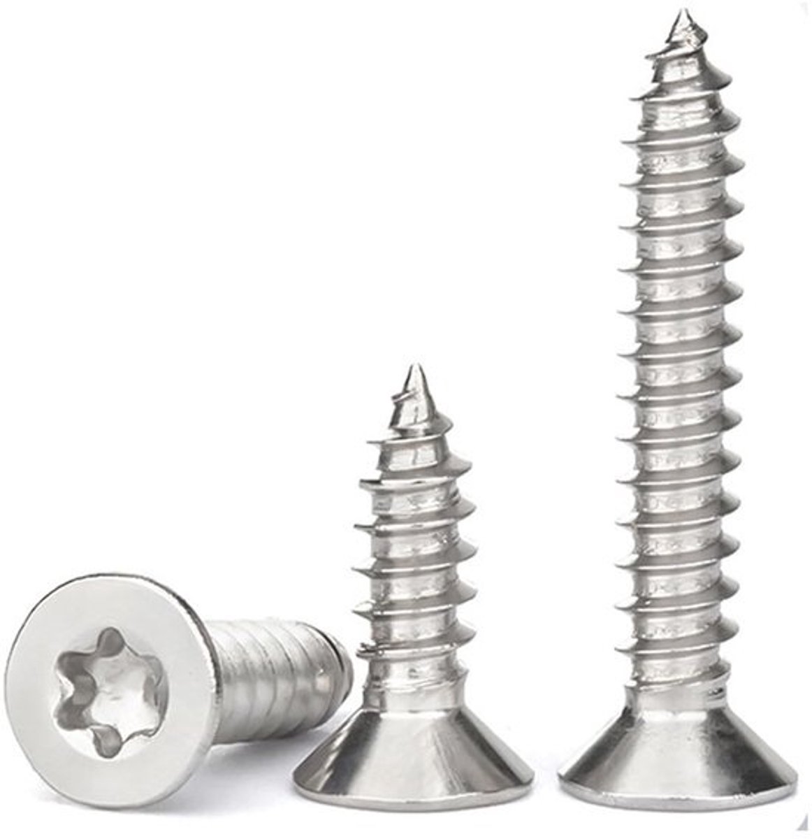 Torx-houtschroeven - Roestvrijstalen plaatschroeven - Voor houtverbindingen - Zelftappend met verzonken kop - M6 x 50 mm - 50 stuks - Zilver