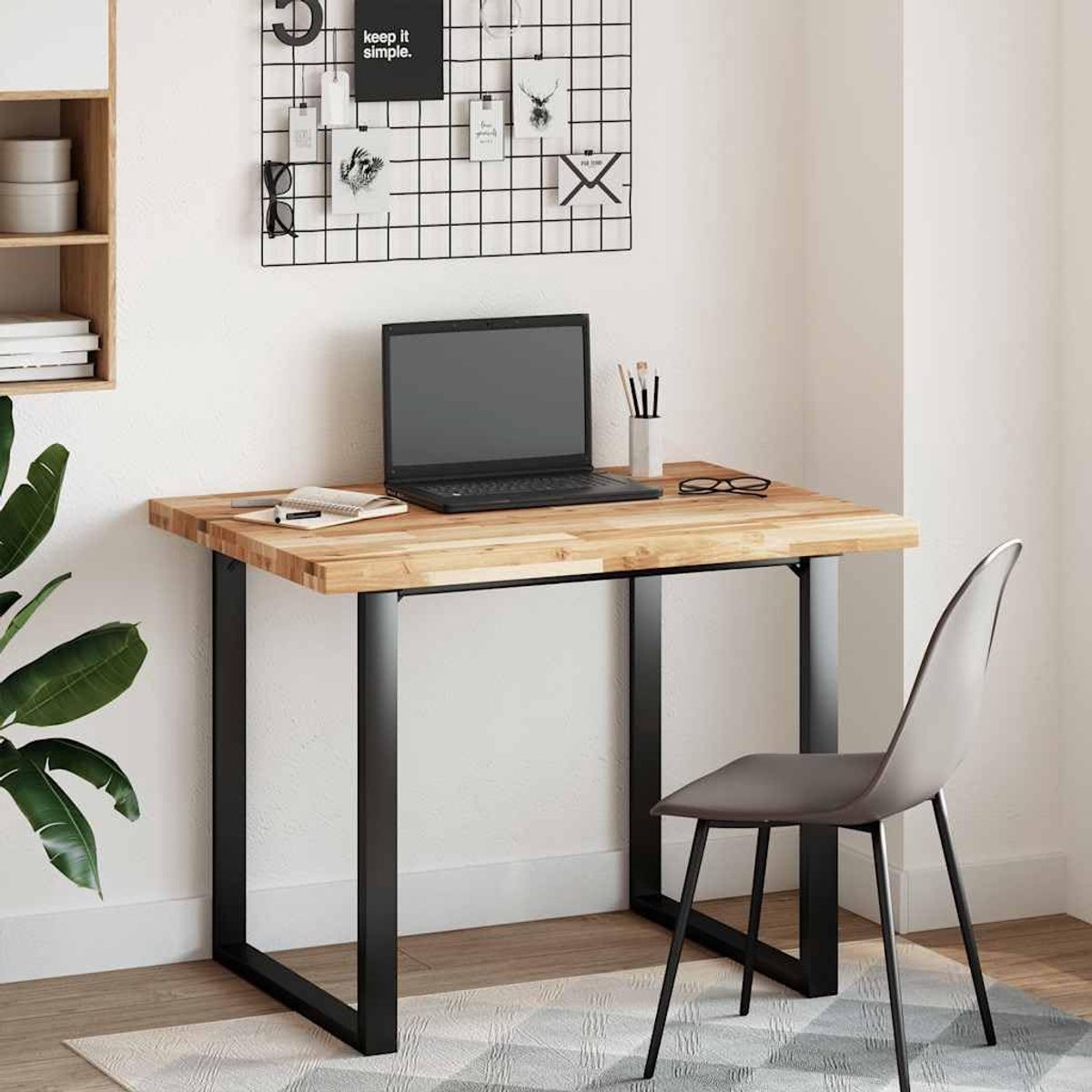 Houten bureaublad acacia 100 x 80 x 4 cm geolied, tafelblad van echt hout voor bureau, werkbank of wastafel, rechthoekig