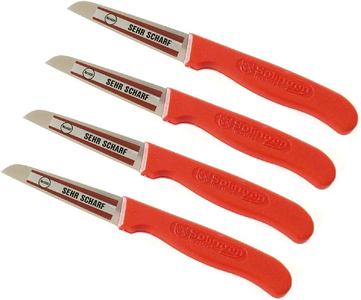 Schilmes 6 Stuks - Rood Plastic Handvat - Zeer Scherp - Ideaal voor Aardappelen - ShopVlot