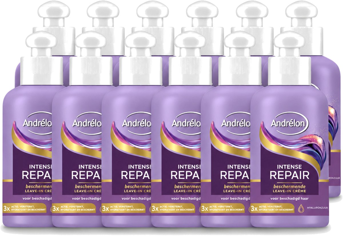 12 x Andrélon – Leave-In Crème – Intense Repair – 200 ml - Voordeelverpakking - 12 stuks
