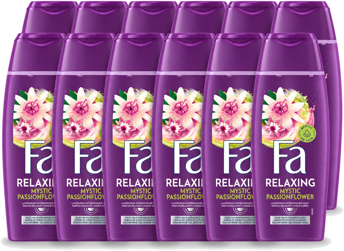 12 x Fa – Douchegel – Mystic Moments Shea Butter & Passion Flower – 250 ml - Voordeelverpakking - 12 stuks