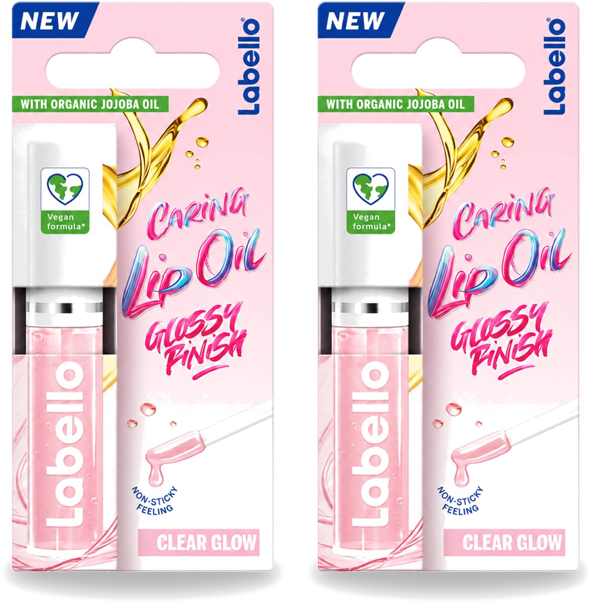 2 x Labello –Caring Lip Oil – Clear Glow – 5,5 ml - Voordeelverpakking - 2 stuks