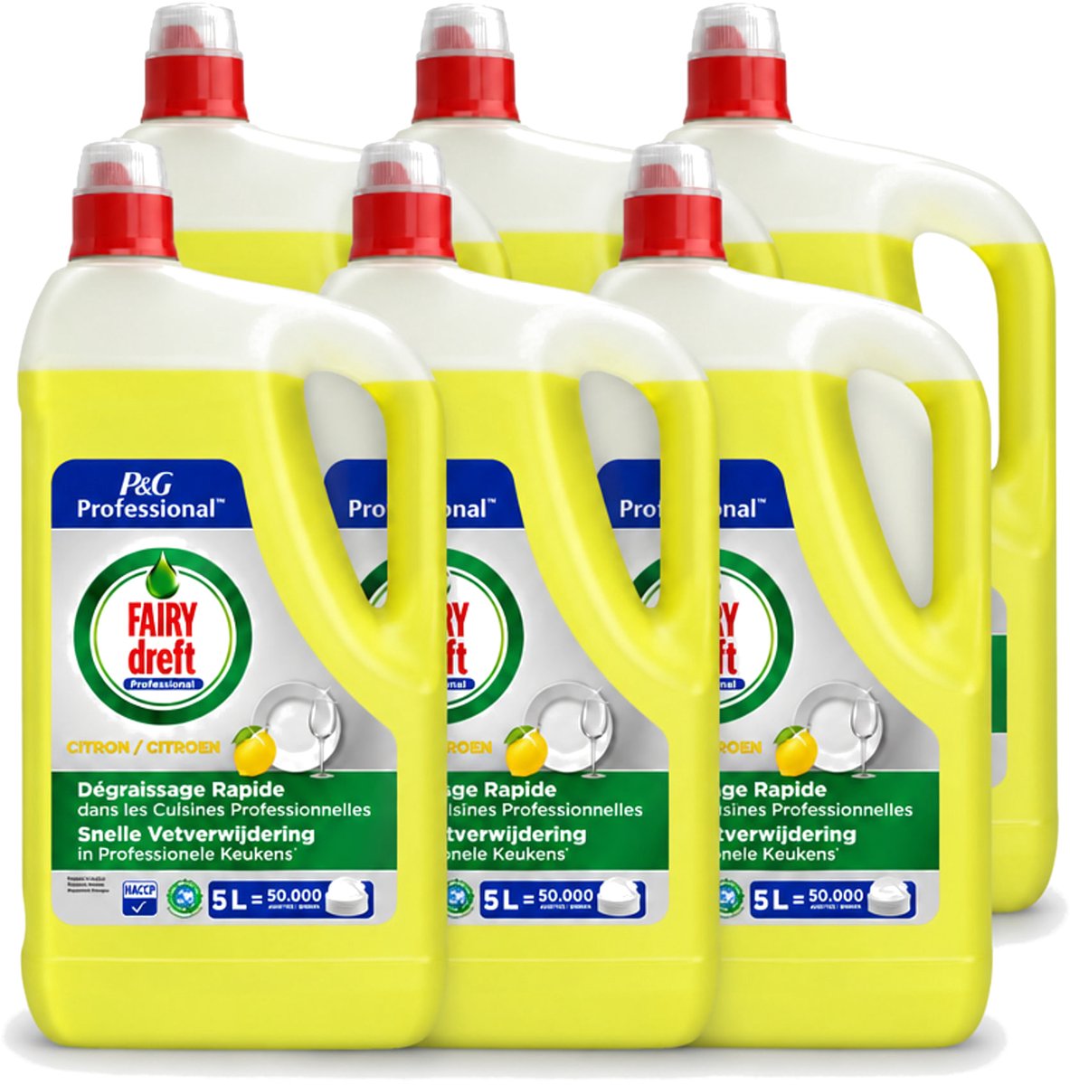 6 x Dreft - Afwasmiddel - Citroen - Professionele verpakking - 5 L - Voordeelverpakking - 6 stuks