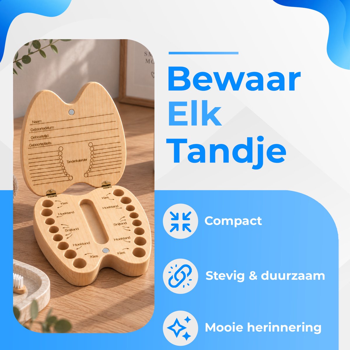 Kokkie Tandendoosje Jongens - Melktanden - Kraamcadeau - Tanden Bewaardoosje – foto 5