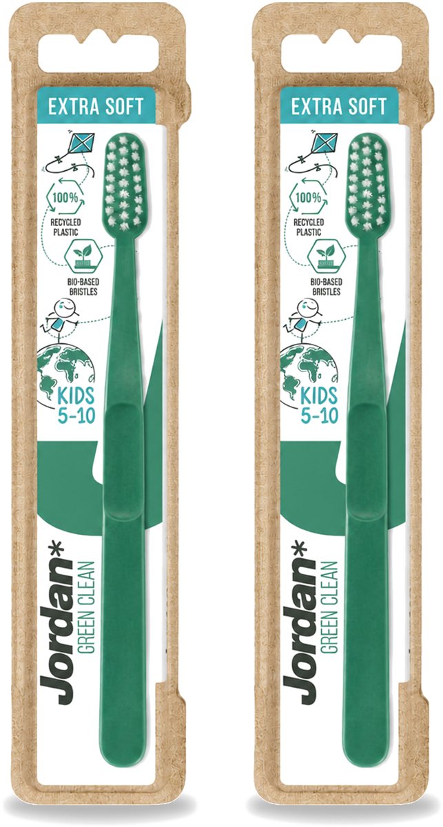 2 x Jordan - Tandenborstel - Green Clean - Extra Soft - 5 tot 10 Jaar - Voordeelverpakking - 2 stuks