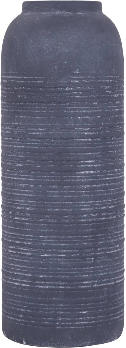 PTMD Lavada Antracite Iron Sheet Striped Vase Antraciet