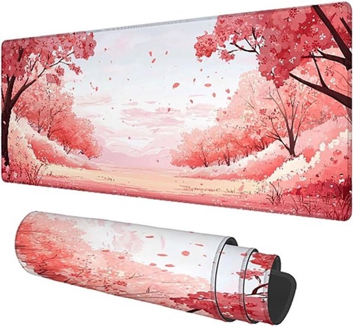 XXL - bureauonderlegger - Gamingmuismat - bureau mat - Voor het organiseren - van het bureau - Antislip - rubberen onderkant - 100 x 50 cm - Kersenbloesem
