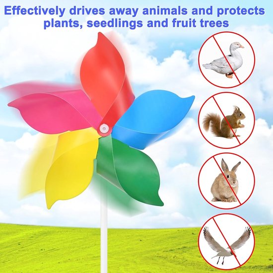 Set van 10 Vijfbladige Regenboog Windmolens van 9,4 Inch - Kleurrijke Tuindecoraties voor Buiten, Feestjes en Speelgoed Windspinner — afbeelding 4