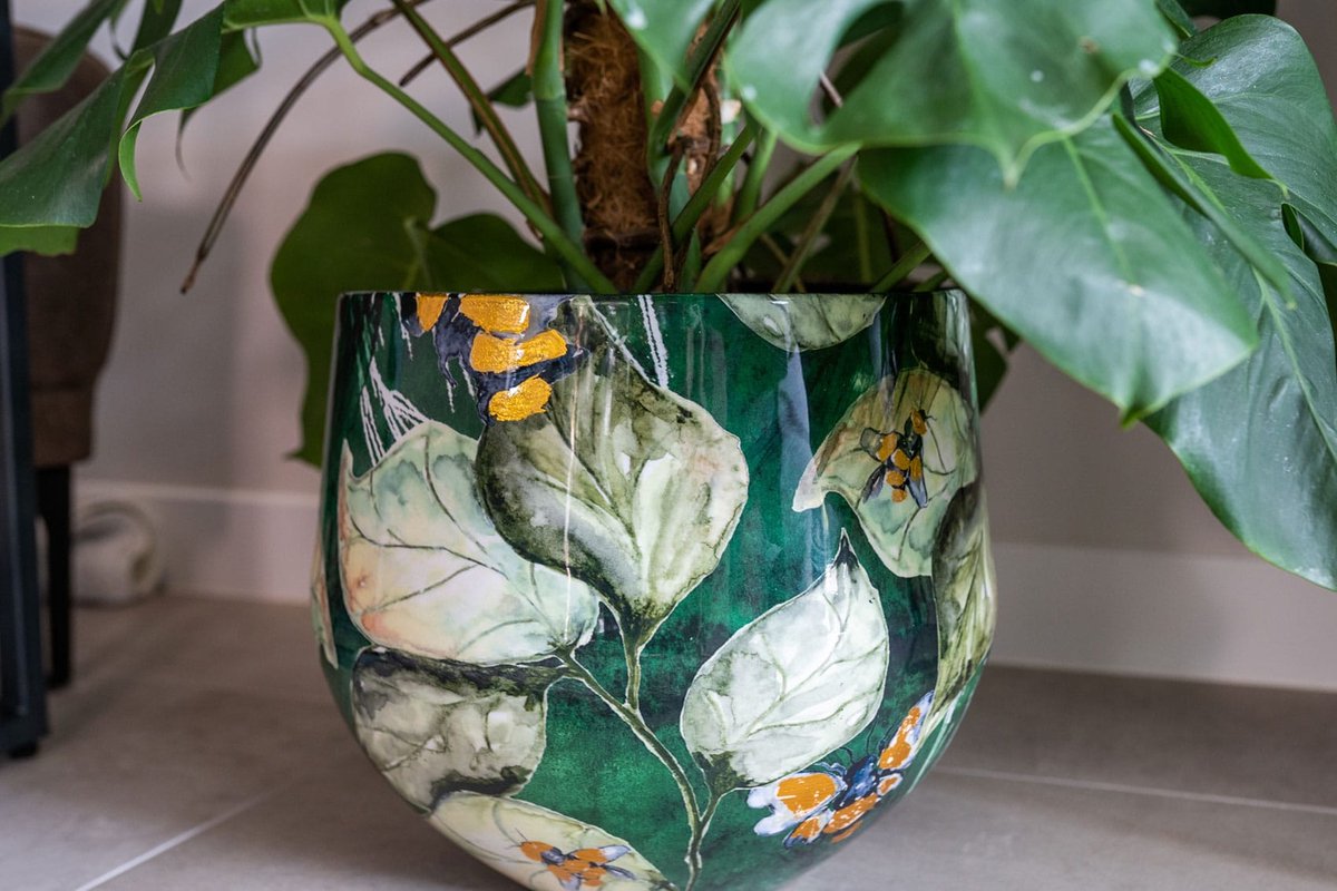 TS Collection - Pot Designed by Lammie - Midnight bloom - Mini set van 2 - Metaal & Epoxy - Exclusieve woonitems voor binnen - Handgemaakt - Unieke print - Designed by Lammie — cadeau in Wonen & Interieur - foto 4