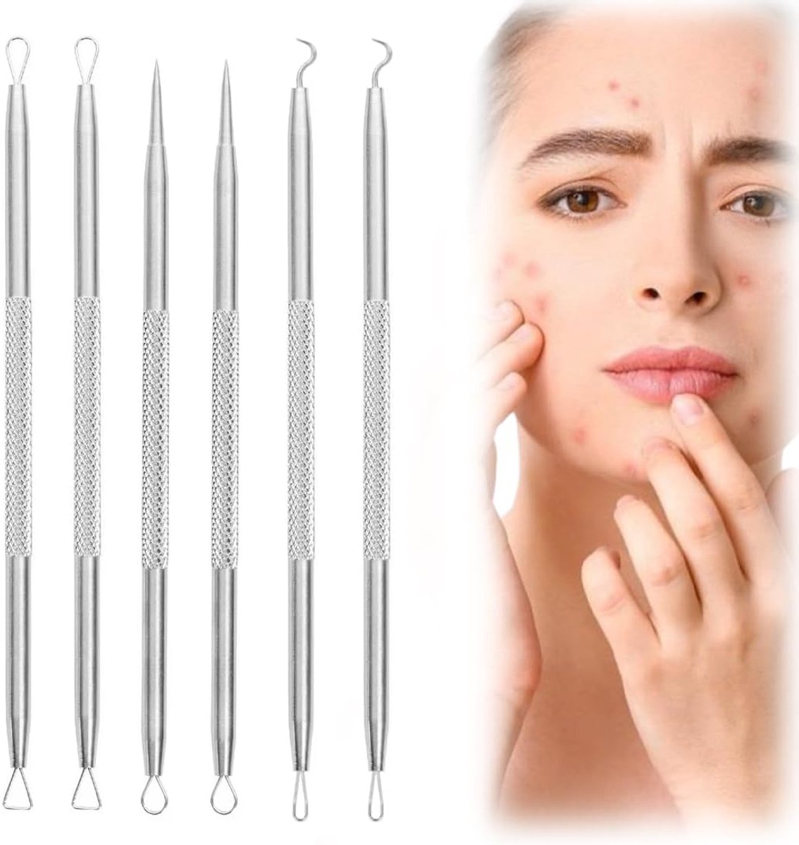 6-Piece Acne Needle Set, Blackhead Remover, Pimple Remover, Acne Blackhead Remover, Pimple Removal Tool for Pimple - ShopVlot