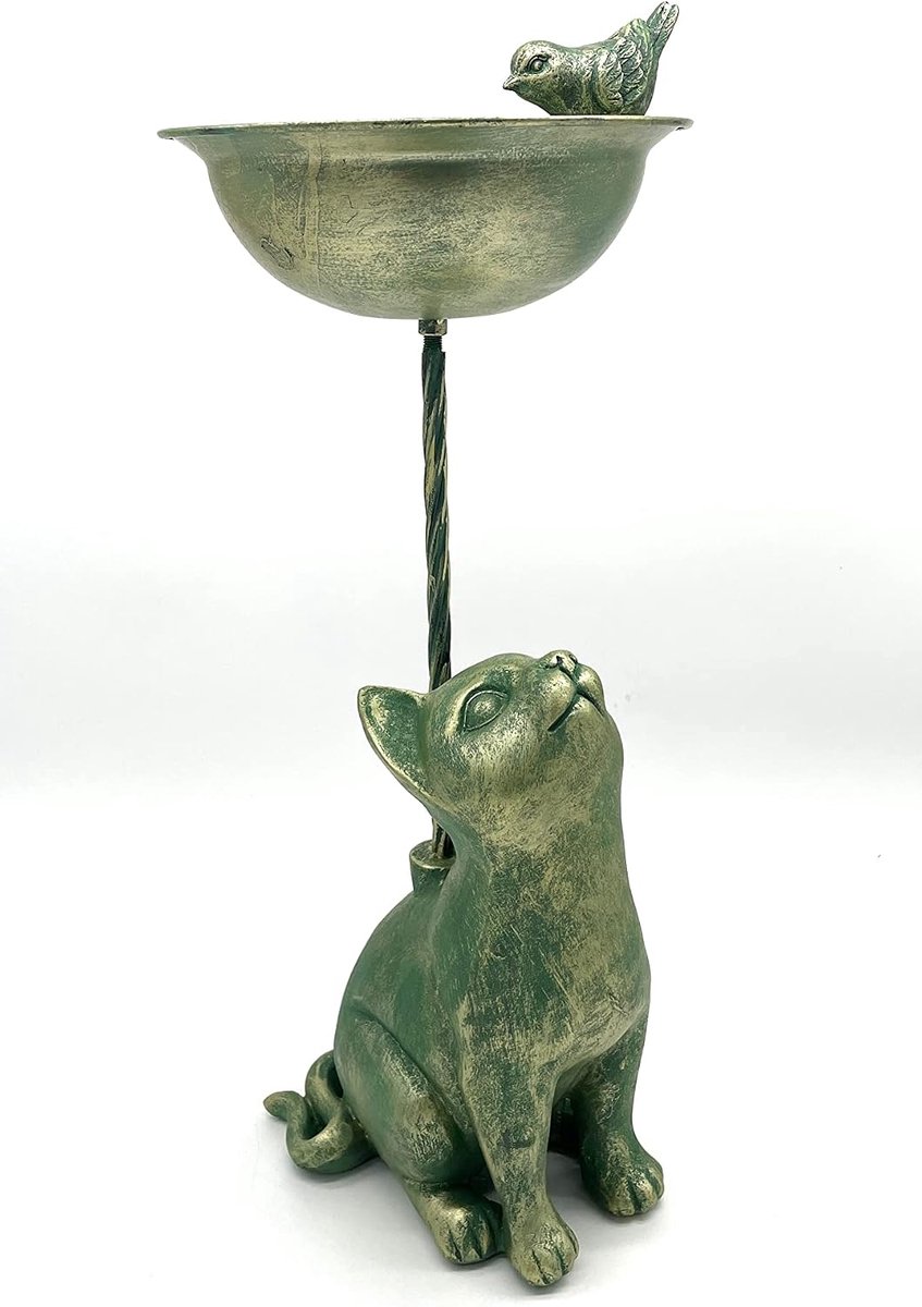 Antique bird bath cat & bird, bee tanks, bird bath - ShopVlot