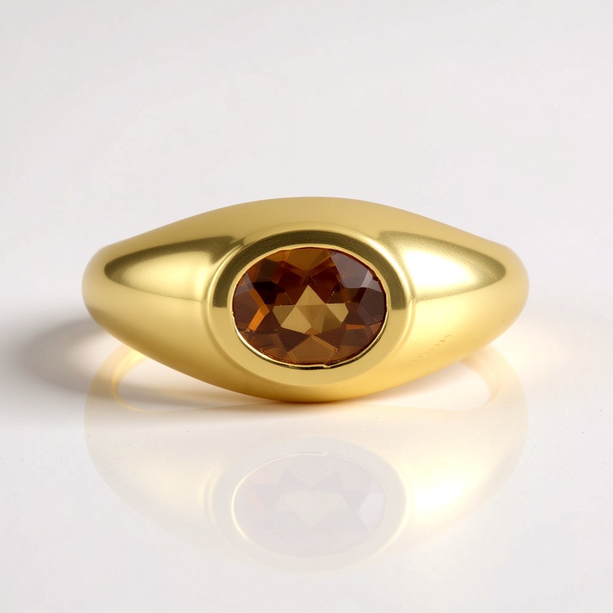 Cavill - Zilveren ring met 1,34 ct kanariegele zirkoon - 925 Sterling Zilver verguld - Ovale briljantslijpsel - Elegante damesring met bezel zetting